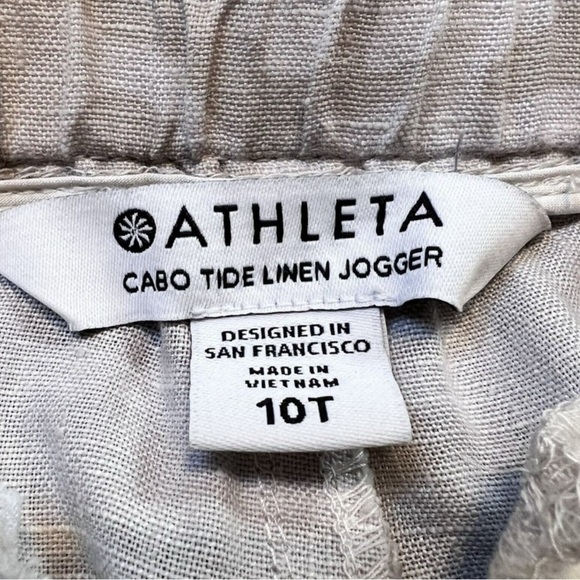 ATHLETA Cabo Tide Linen Joggers in Neutral Camo Size 10T — Quiet Luxury!!! - Picture 7 of 9